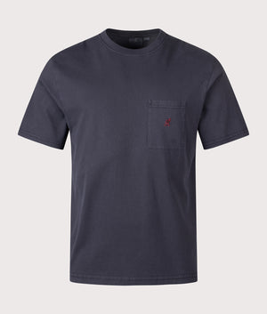 One Point Pigment Dyed T-Shirt in Navy Pigment | 100% Cotton | Gramicci | EQVVS | Front shot 