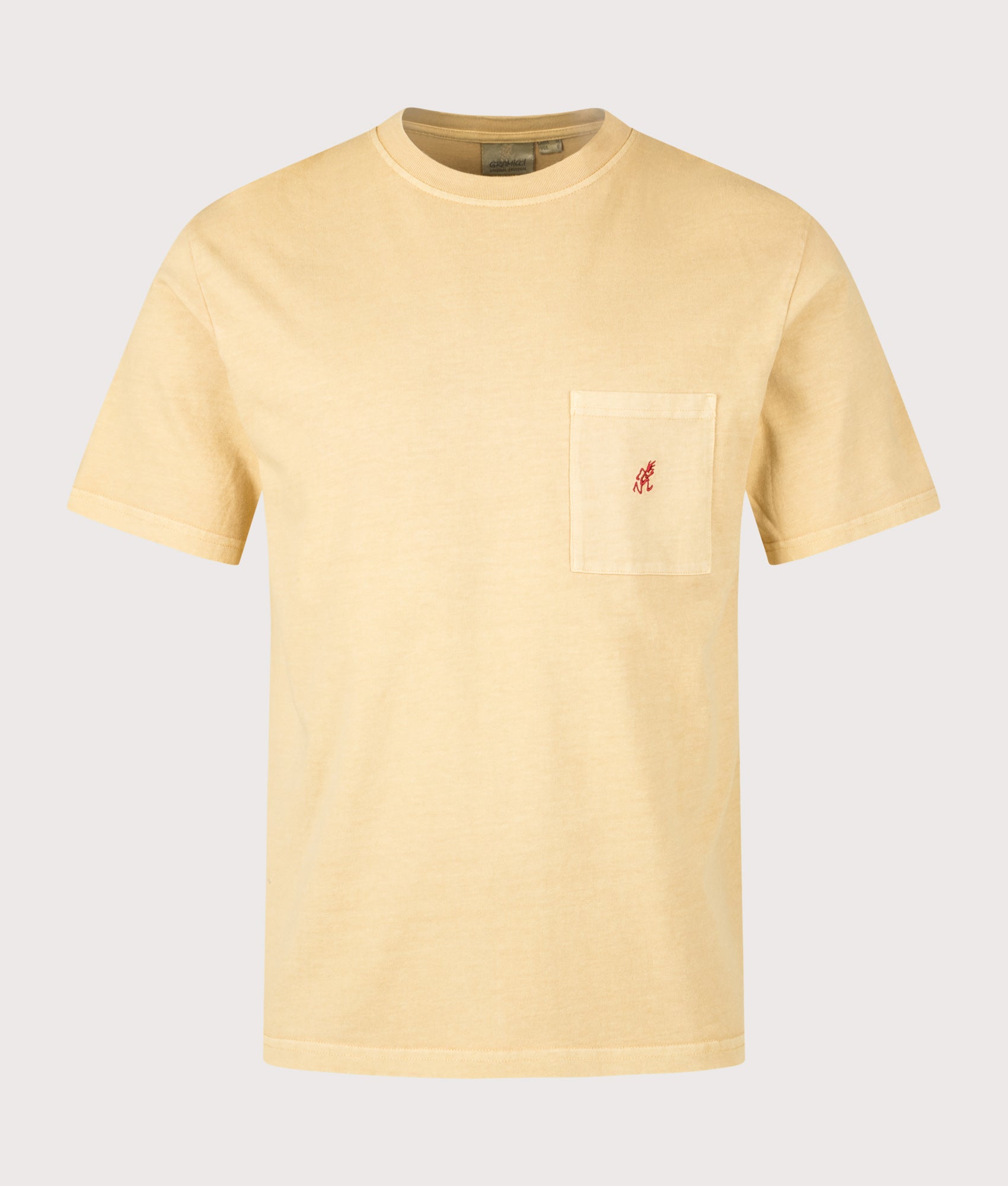 One Point Pigment Dyed T-Shirt in Mustard Pigment | 100% Cotton | Gramicci | EQVVS | Front shot 
