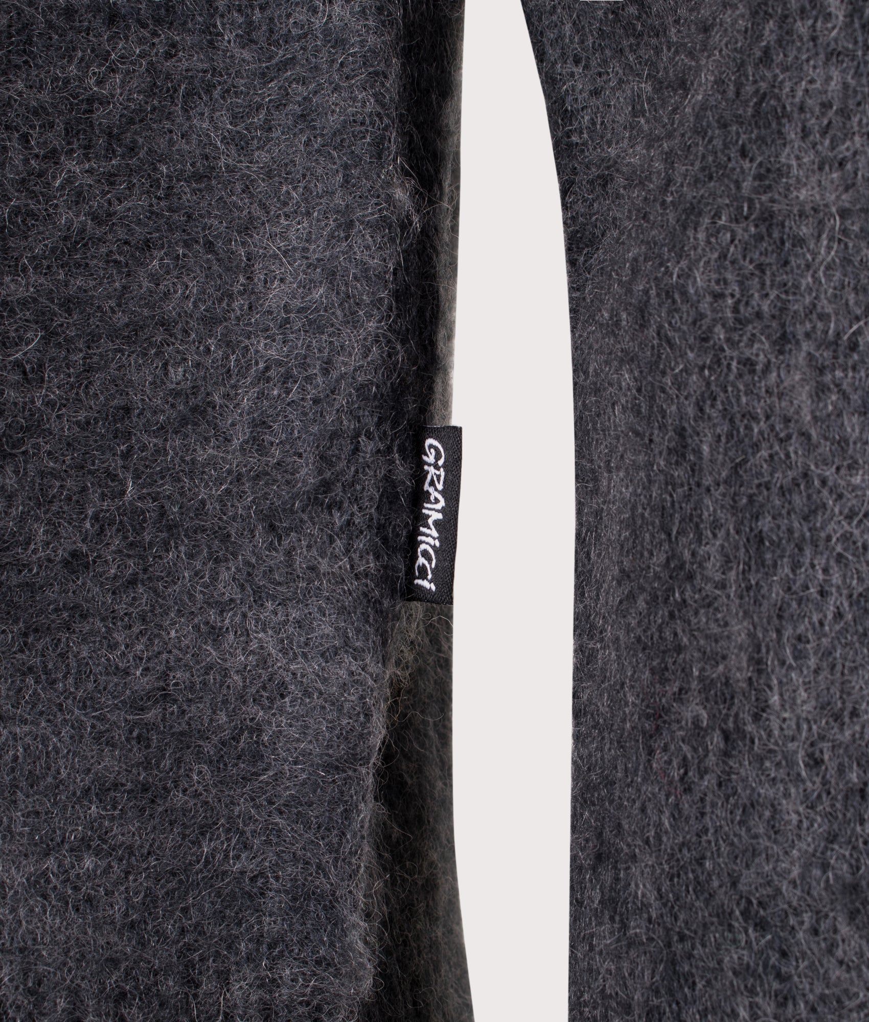 Relaxed Fit Mohair Sweatshirt in Charcoal | Gramicci | EQVVS | Front detail shot 