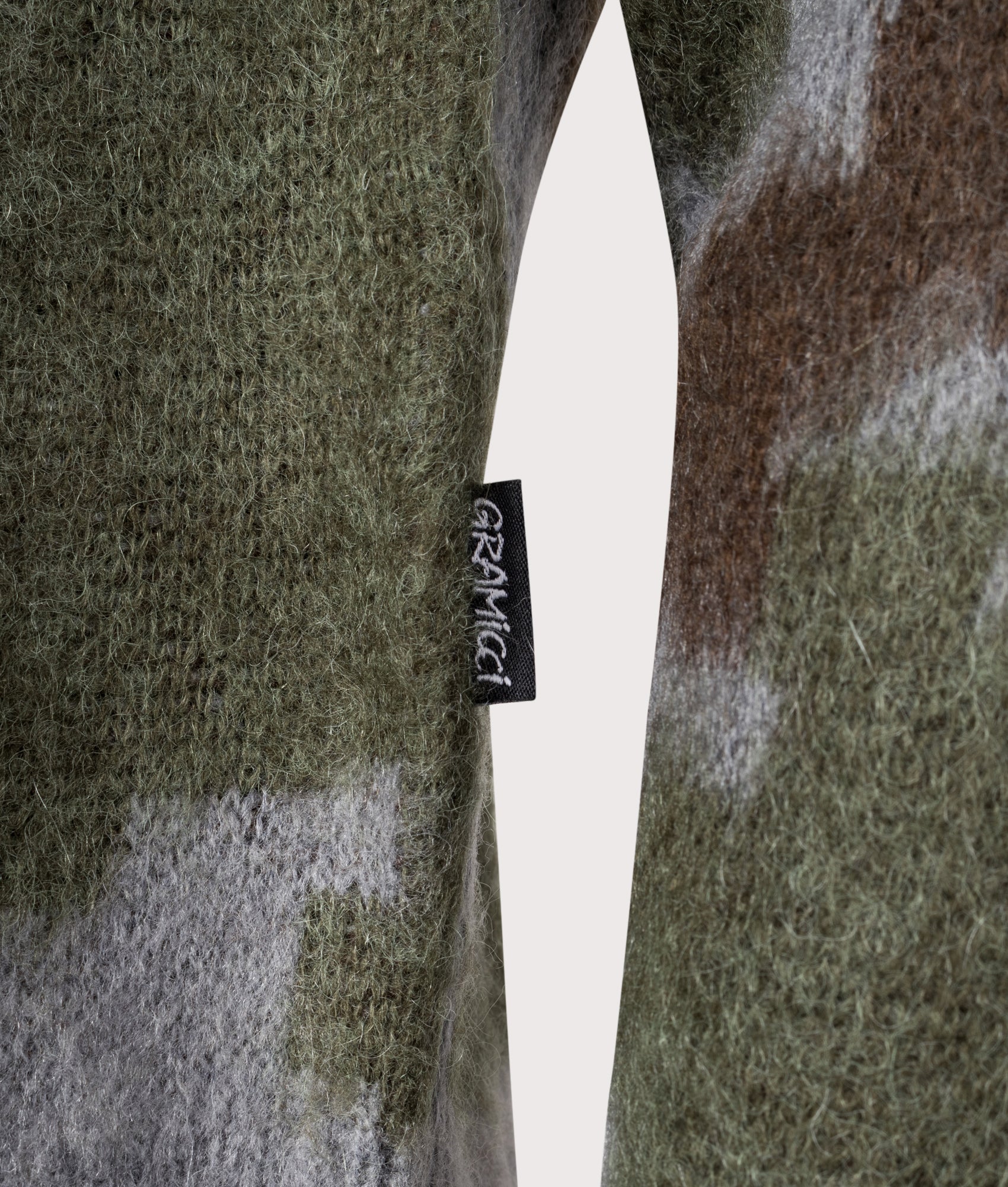 Relaxed Fit Mohair Sweatshirt in Jungle Digi Camo | Gramicci | EQVVS | Front detail shot 