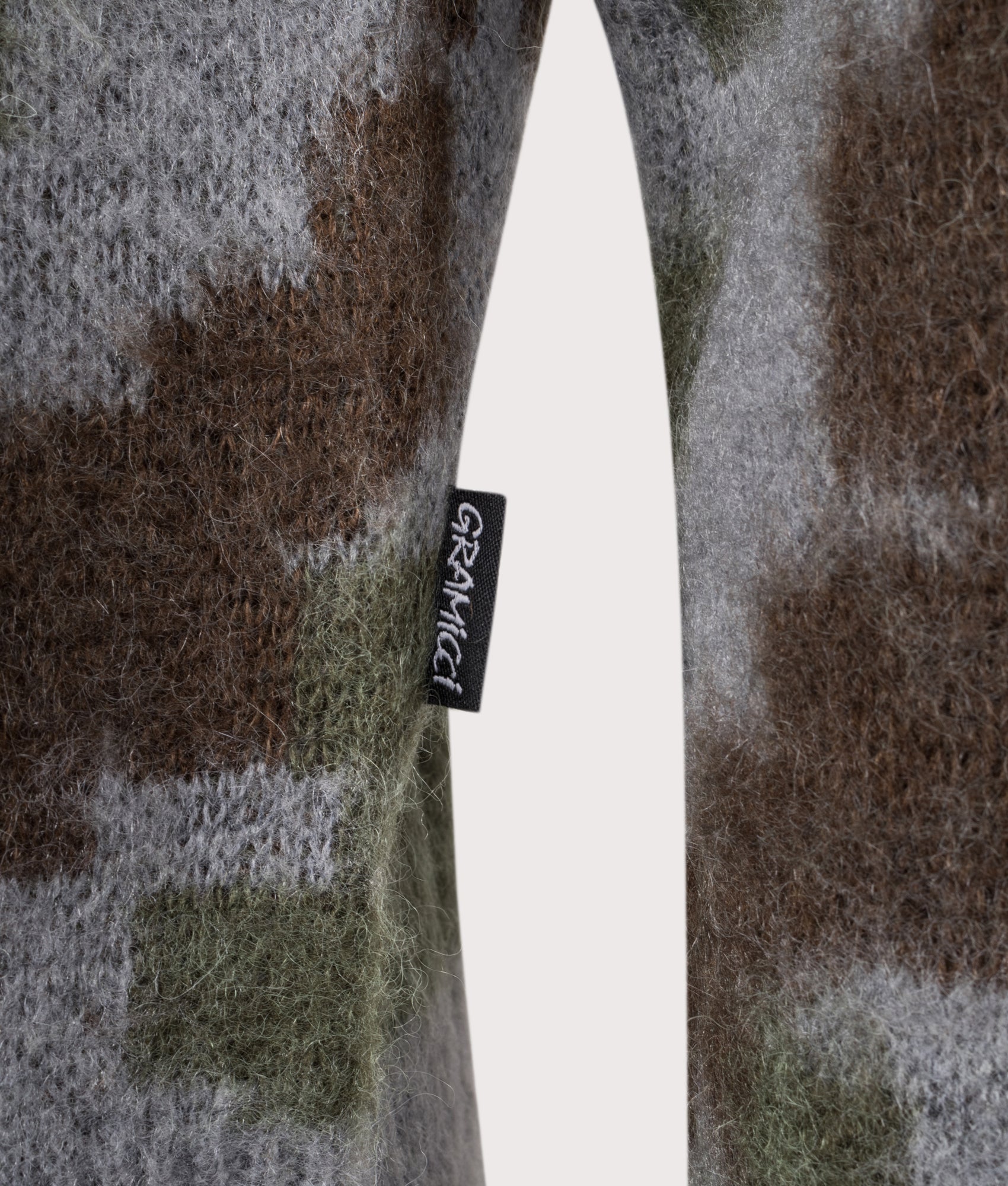 Relaxed Fit Mohair Cardigan in Jungle Digi Camo | Gramicci | EQVVS | Front detail shot 