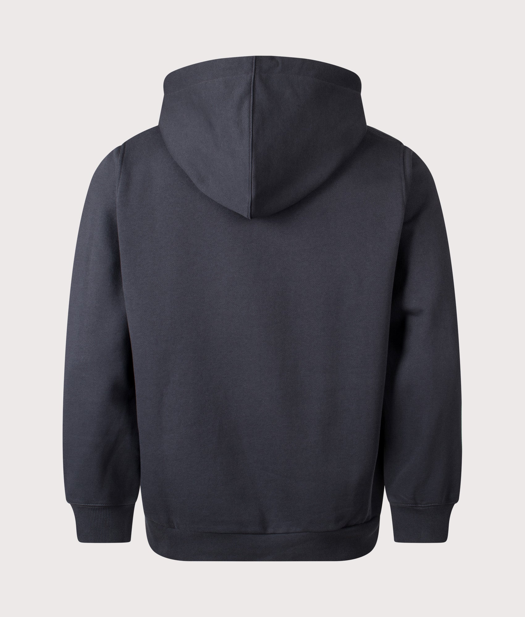 Gramicci One Point hoodie in Vintage Black at EQVVS Menswear. Back shot.