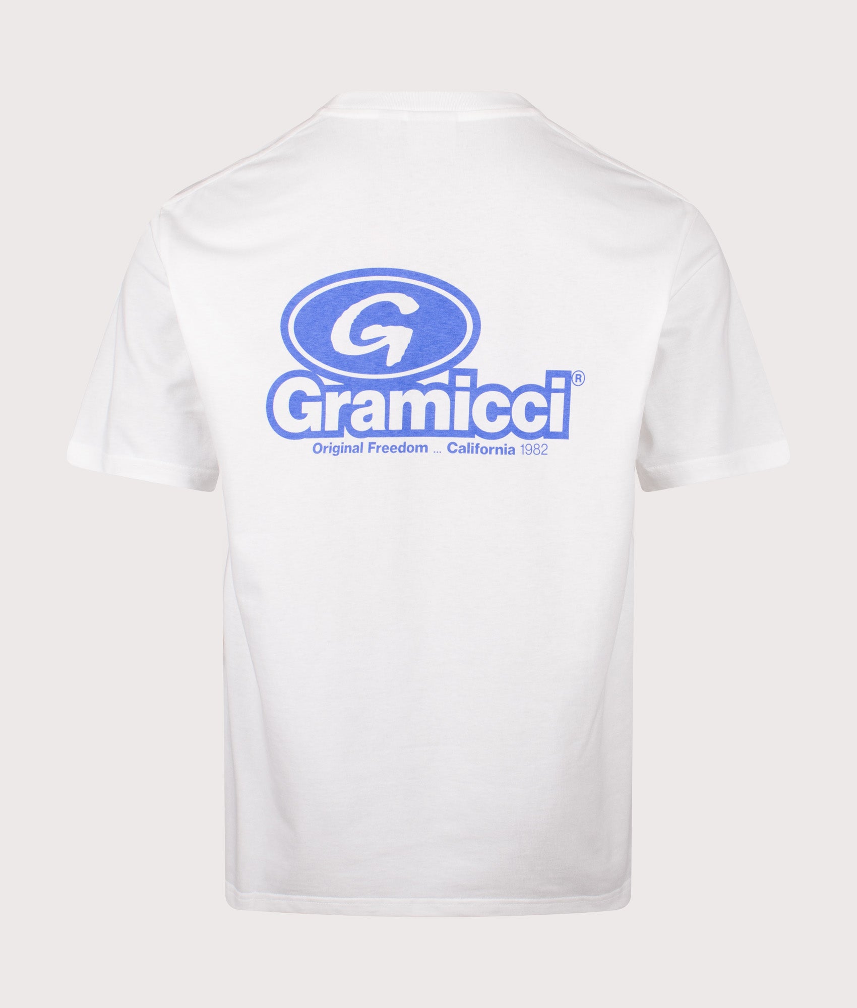Gramicci 82 T-Shirt in White at EQVVS Menswear. Back shot.