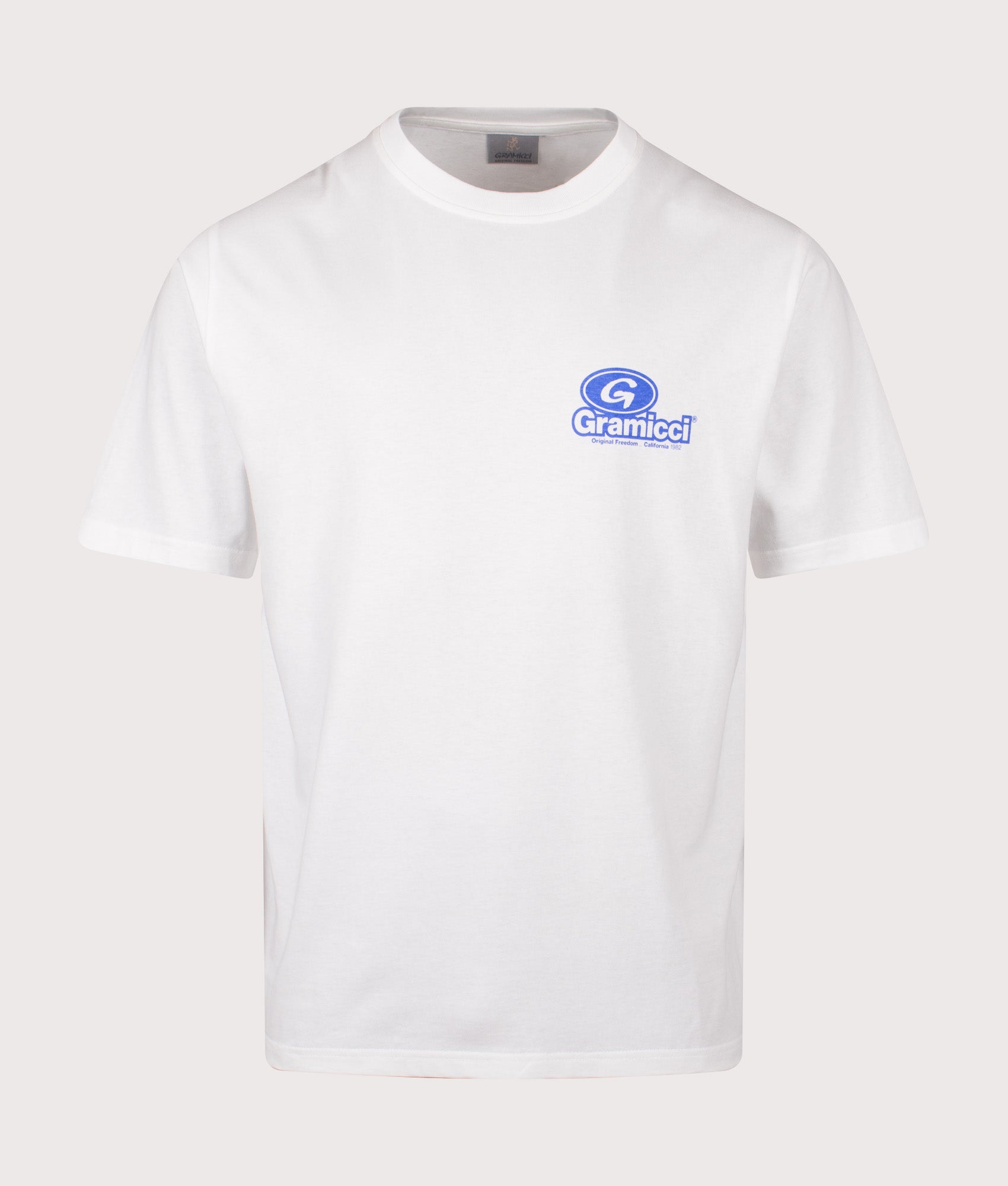 Gramicci 82 T-Shirt in White at EQVVS Menswear. Front shot.