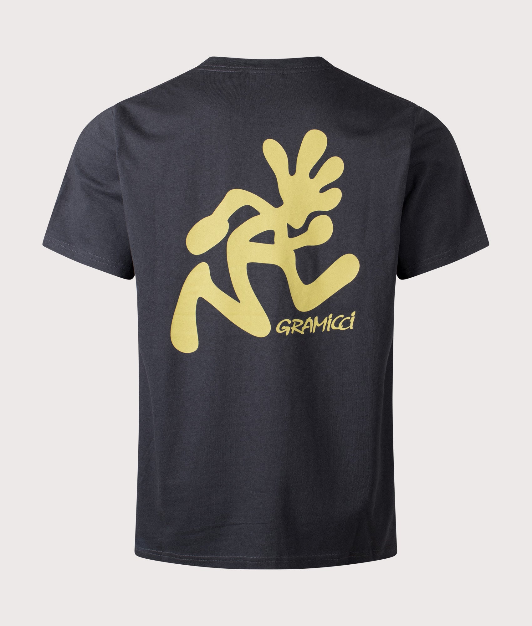 Gramicci Running Man T-Shirt in Vintage Black at EQVVS Menswear. Back shot.