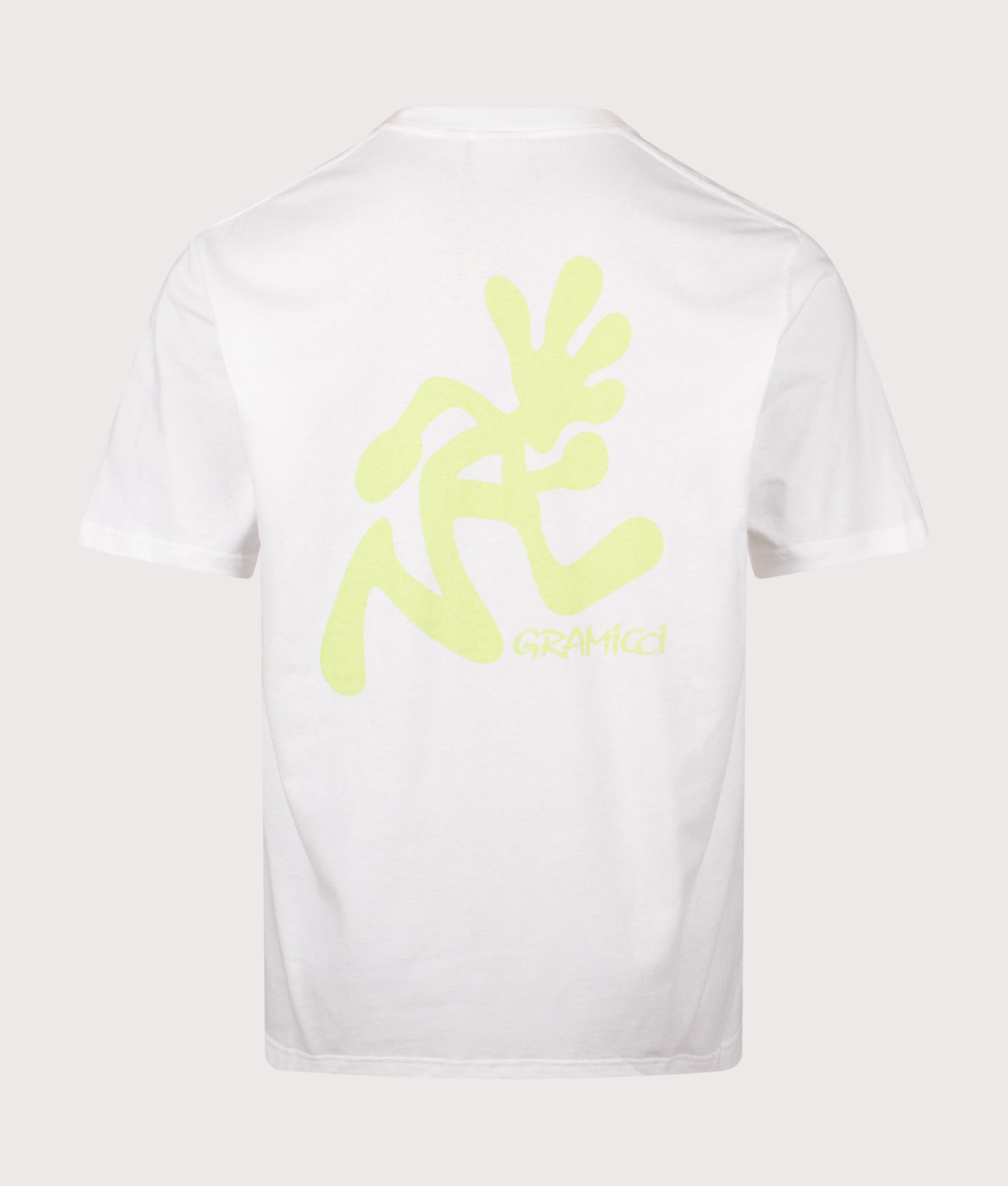 Gramicci Running Man T-Shirt in White at EQVVS Menswear. Back shot.