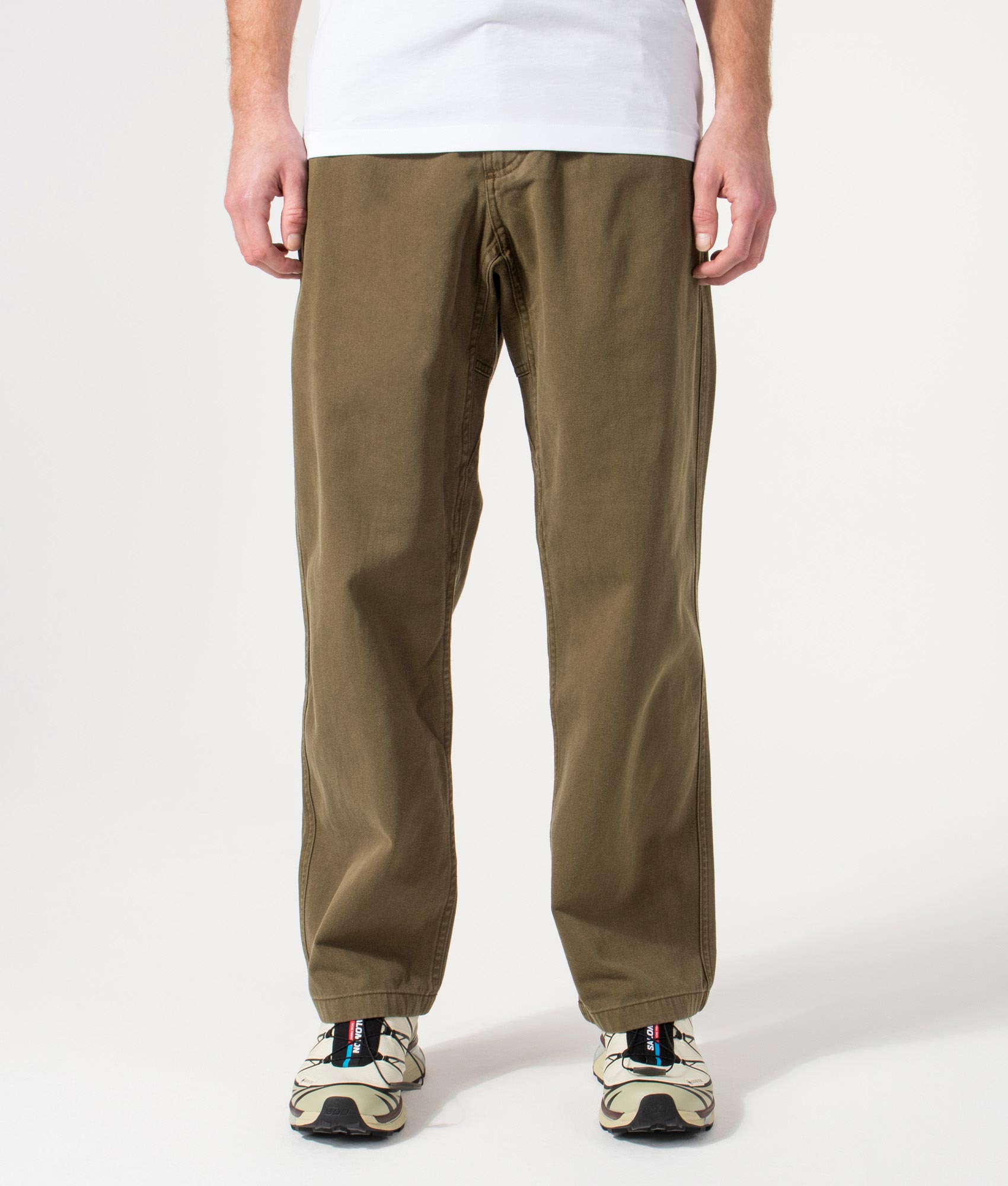 Straight Fit Gramicci Pants in Bark Pigment by Gramicci. Shot by EQVVS. Front Shot.