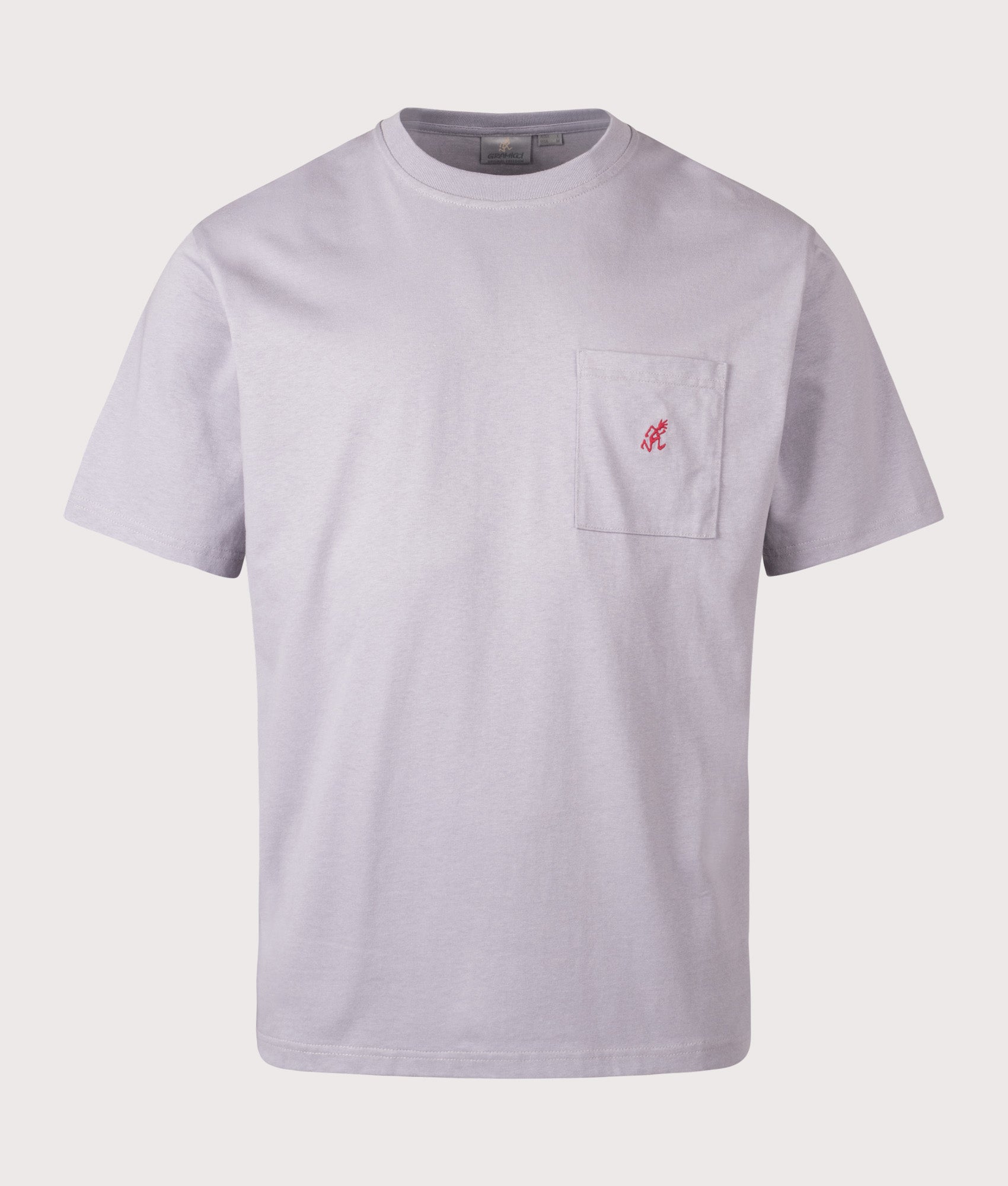 Gramicci One Point T-Shirt in Lavender at EQVVS Menswear. Front shot.