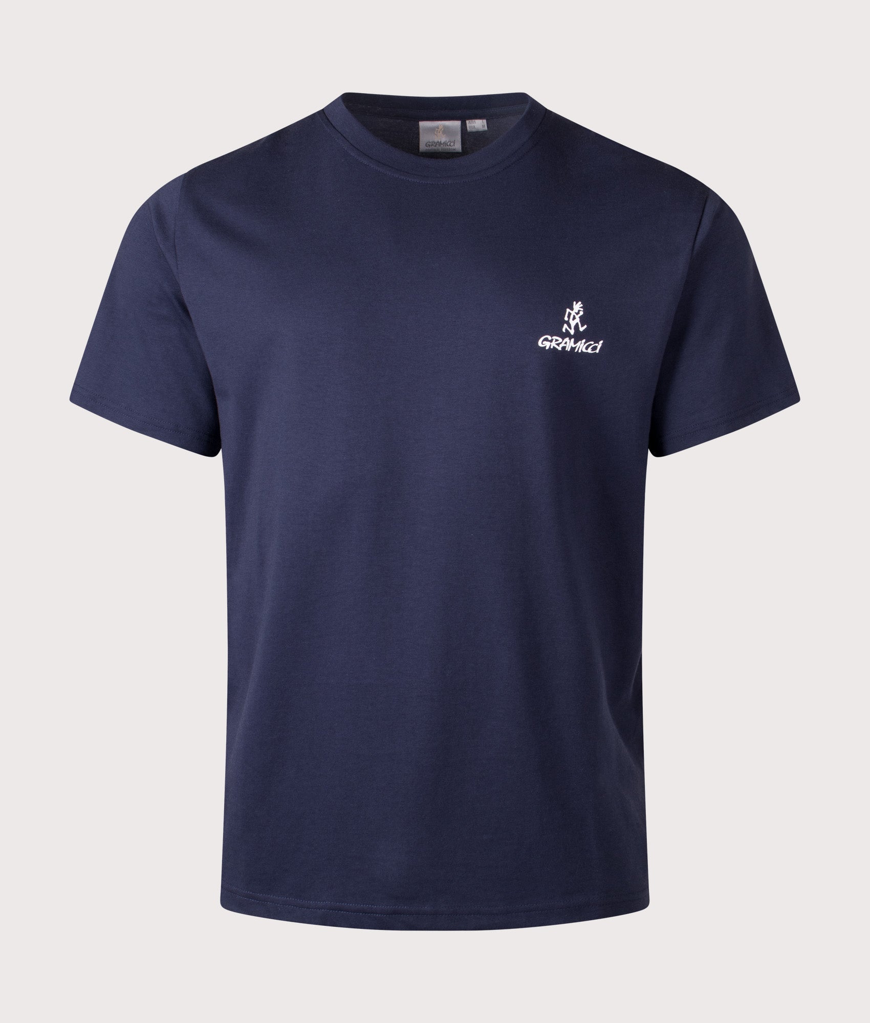 Gramicci One Point Logo T-Shirt in Navy at EQVVS Menswear. Front shot
