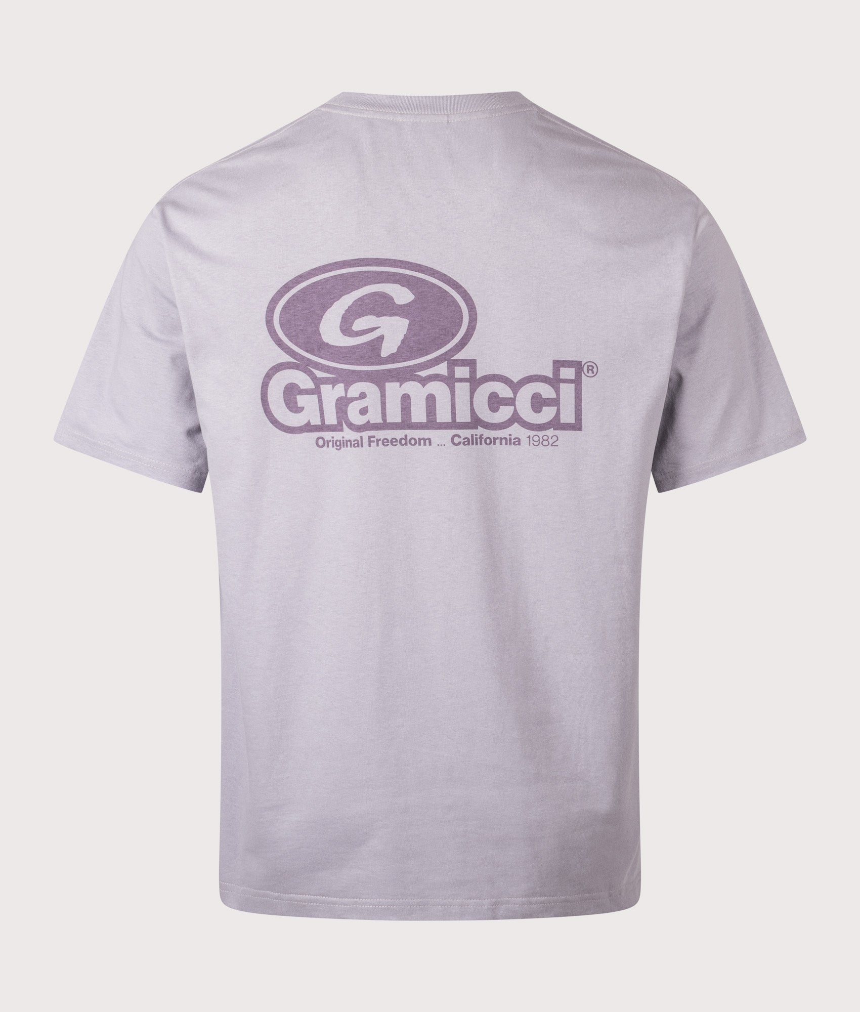 Gramicci 82 T-Shirt in Lavender at EQVVS Menswear. Back shot.