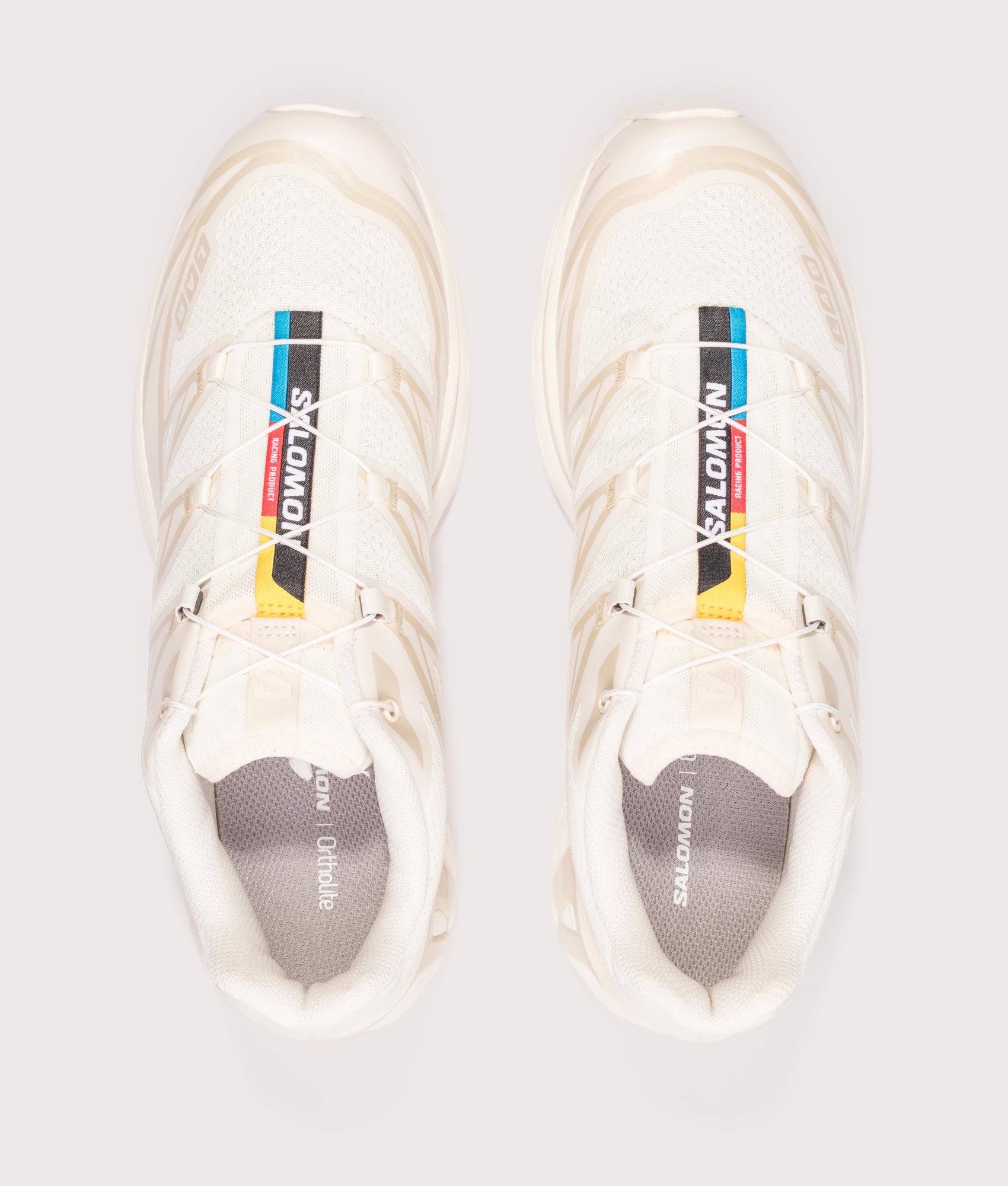 SALOMON XT-6 Sneakers in Vanilla Ice/Vanilla Ice/Almond Milk at EQVVS Menswear. Top shot.