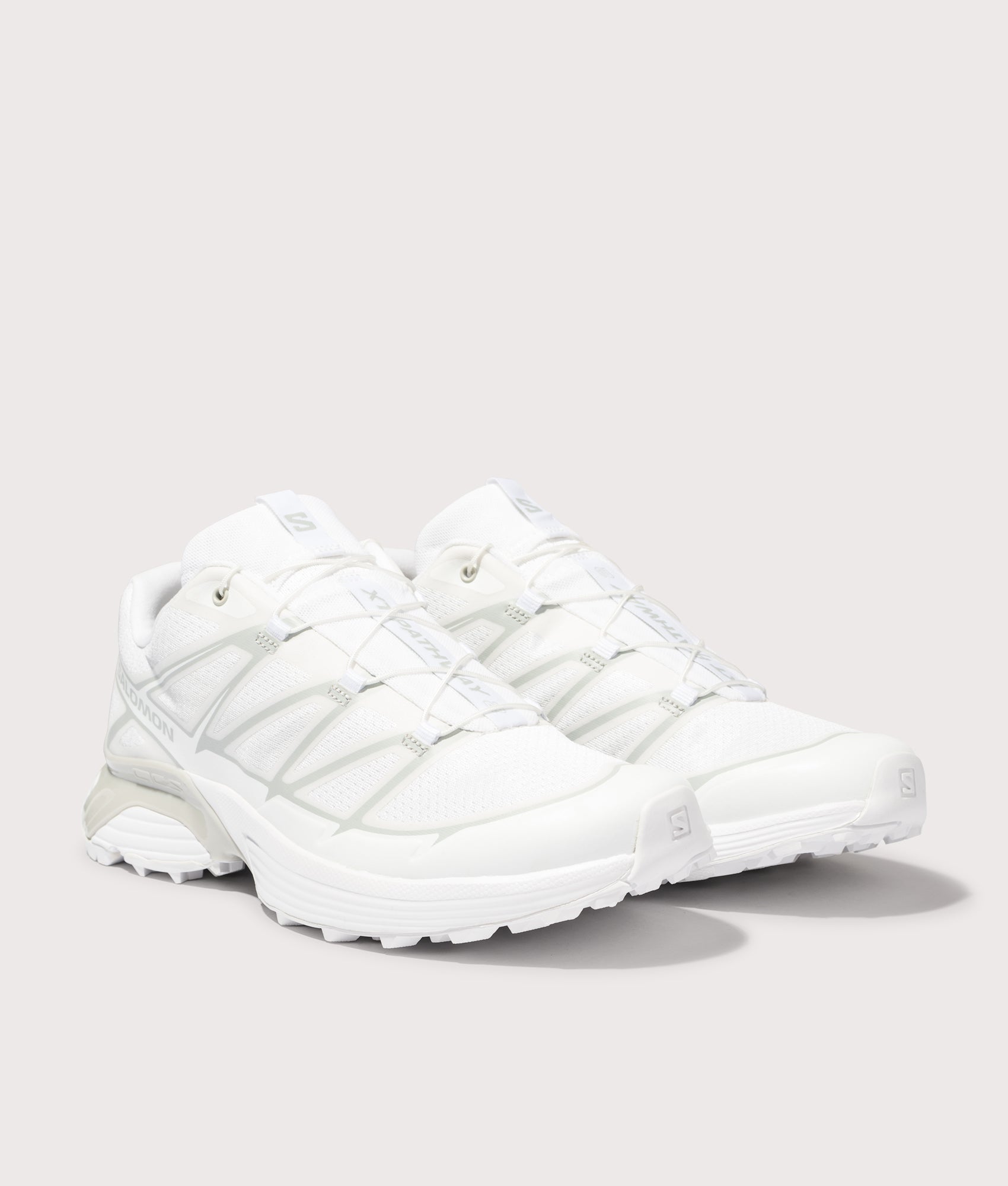 XT-PATHWAY 2 Sneakers by Salomon in White. Shot by EQVVS. Front detail shot.