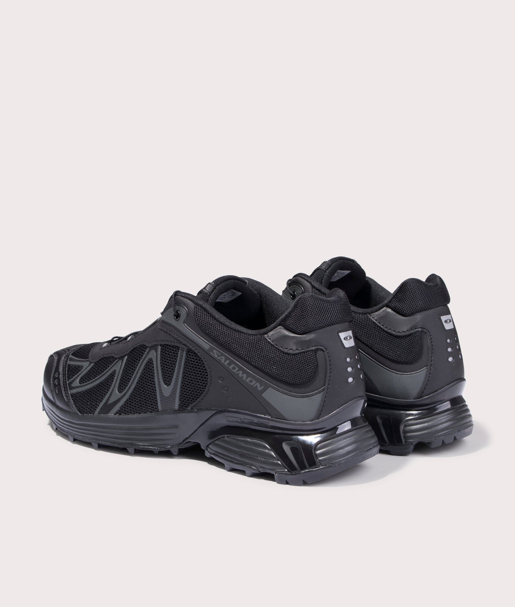 XT-Whisper Sneakers in Black/Black/Asphalt | SALOMON | EQVVS | Back angle shot 