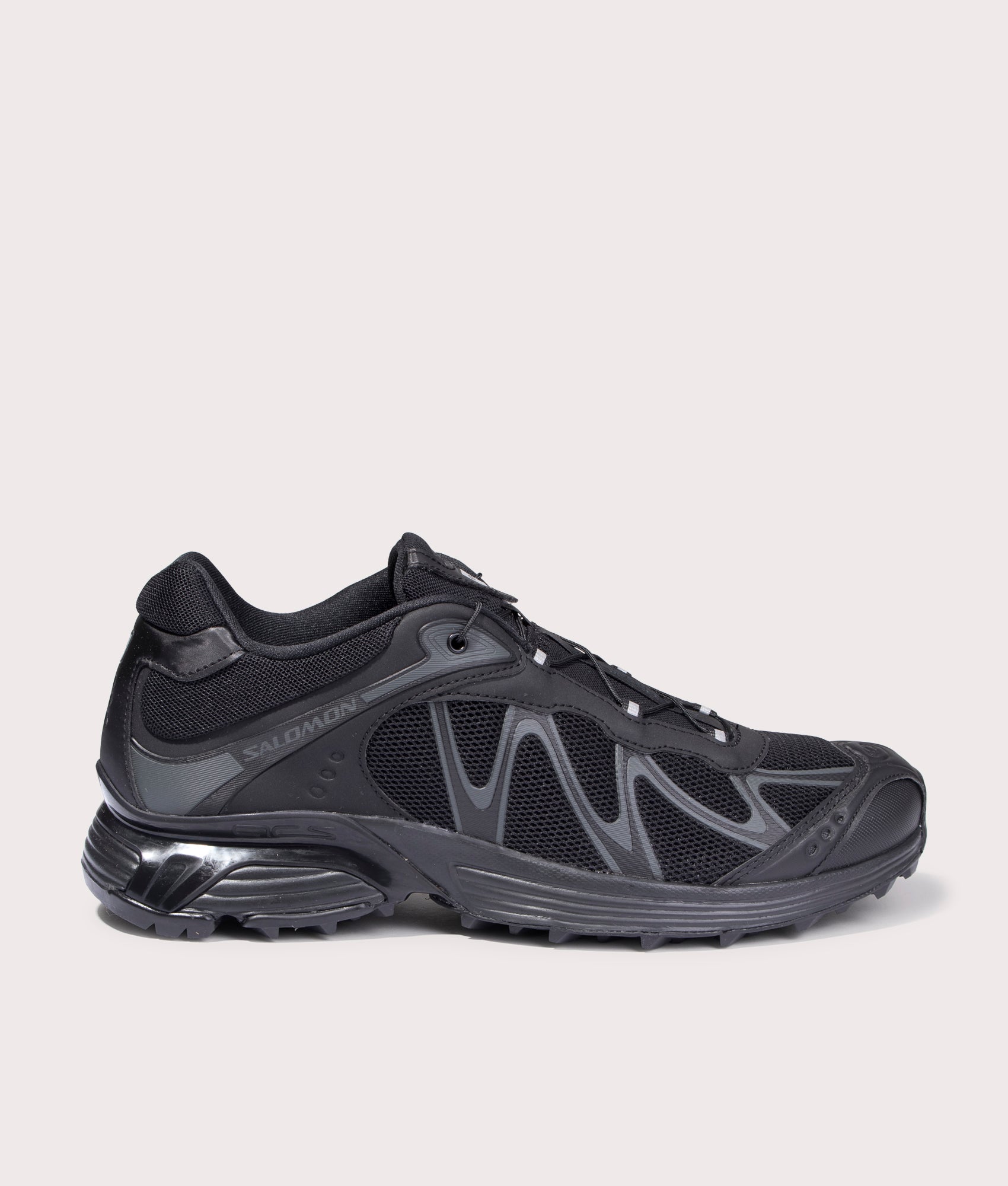XT-Whisper Sneakers in Black/Black/Asphalt | SALOMON | EQVVS | Side shot 
