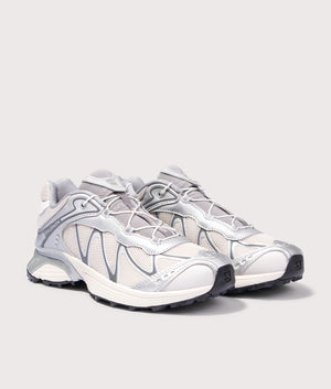XT-WHISPER Sneakers by Salomon in Silver. Shot by EQVVS. Front detail shot