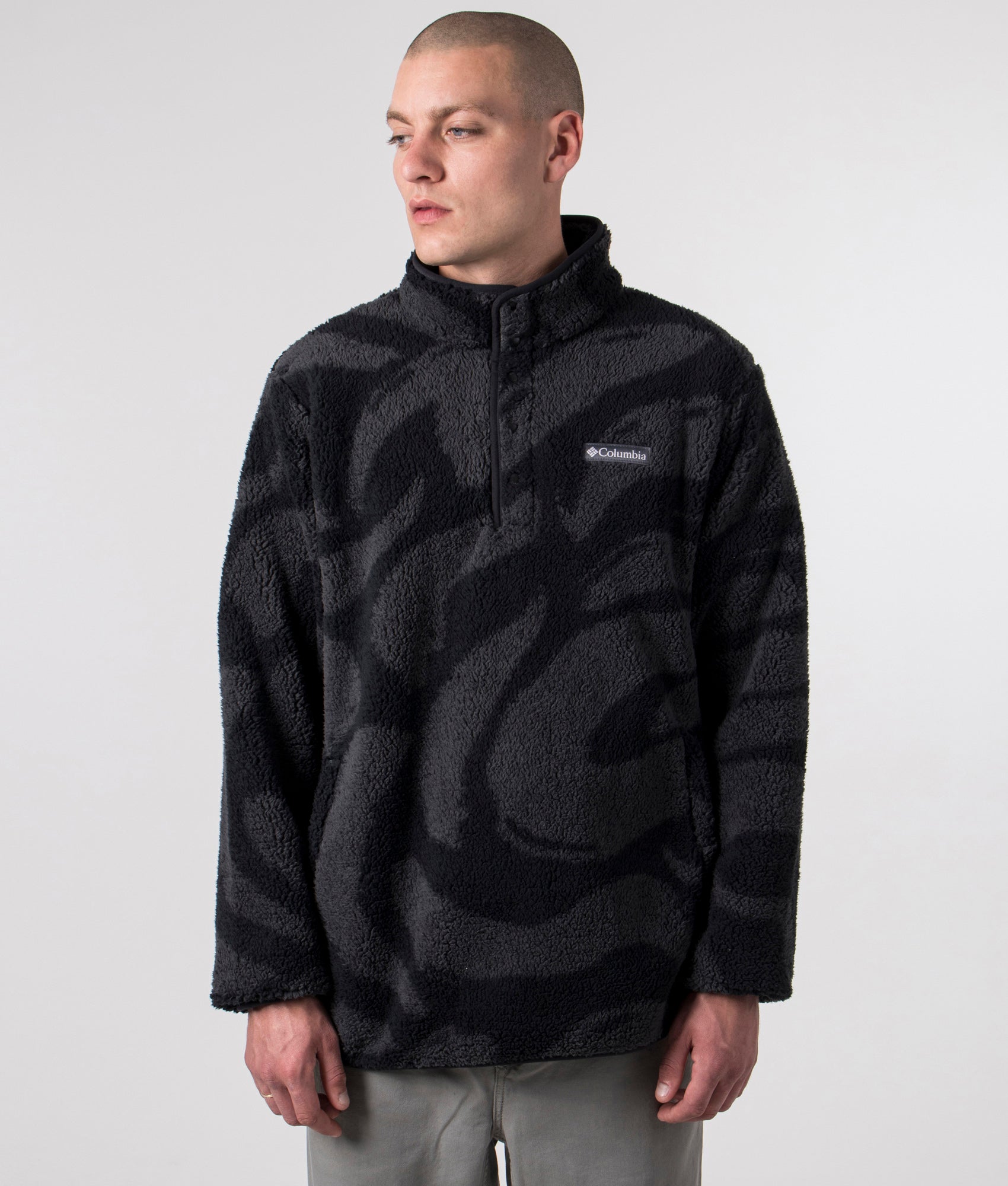 Rugged-Ridge-II-Sherpa-1/2-Snap-Fleece-Black-Snowdrifts-Print-Columbia-EQVVS