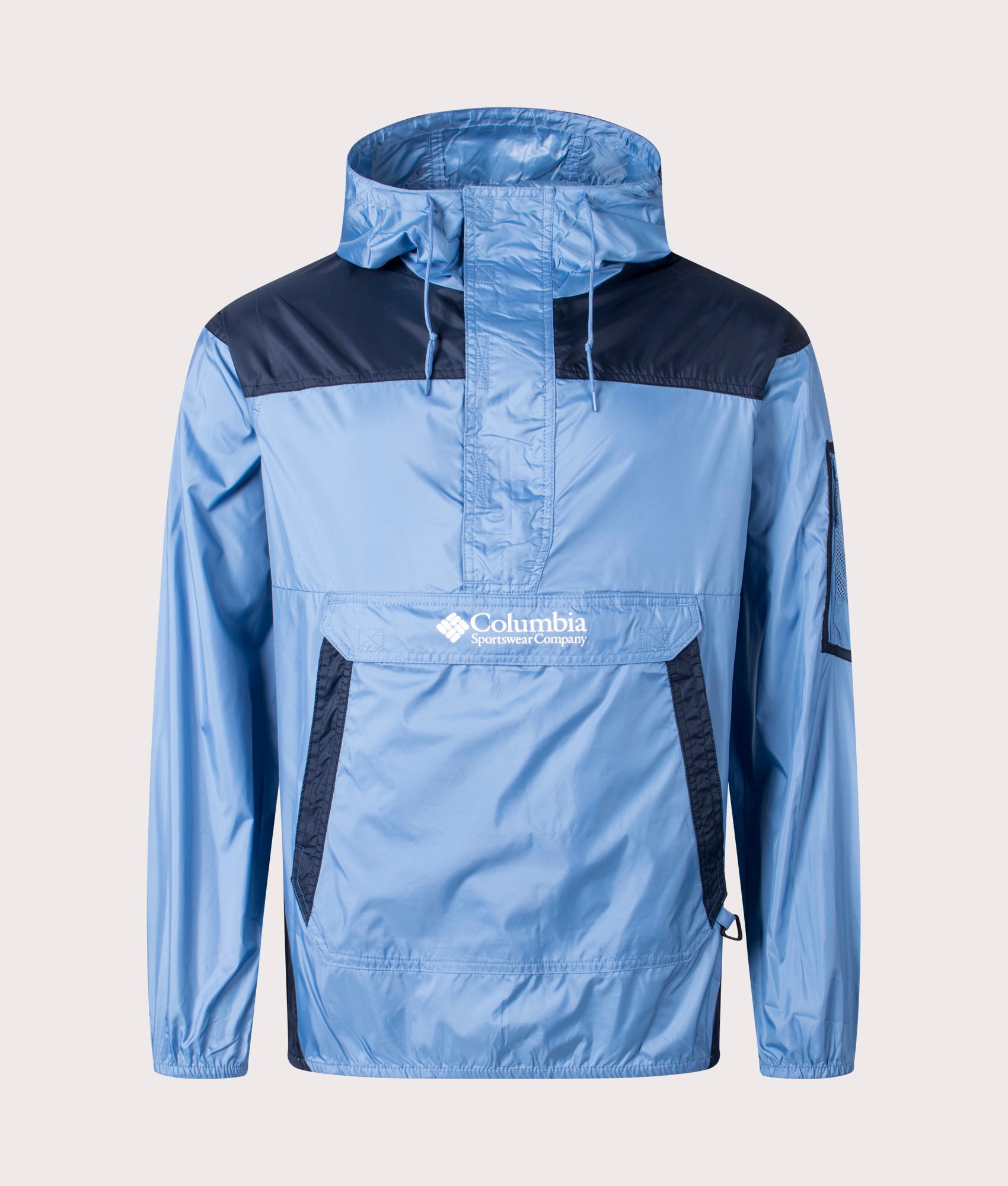 Columbia Overhead Challenger Windbreaker in Skyler/Collegiate Navy Front SHot at EQVVS