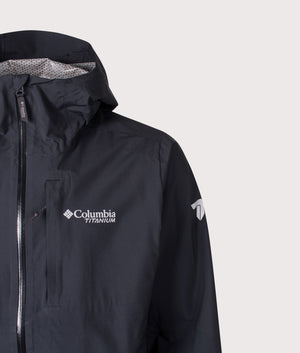 Ampli-Dry II Shell Waterproof Hiking Jacket in Black | Columbia | EQVVS | Front detail shot 