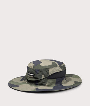 Bora Bora Printed Booney Hat in Stone Green Mod Camo by Columbia. EQVVS side angle shot .