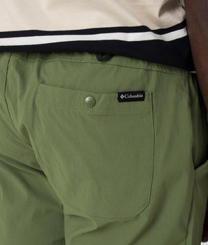 Columbia Landroamer ripstop short in  352 Canteen with belt detail back detail shot at EQVVS