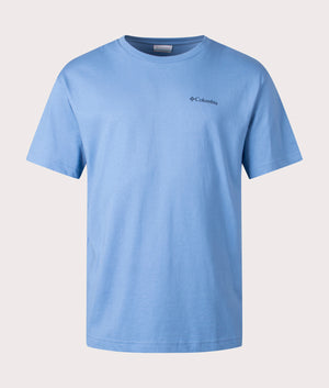 Columbia Burnt Lake Graphic T-Shirt in Skyler Blue Featuring Branded Jumbles Back Print, 100% Cotton Front Shot at EQVVS