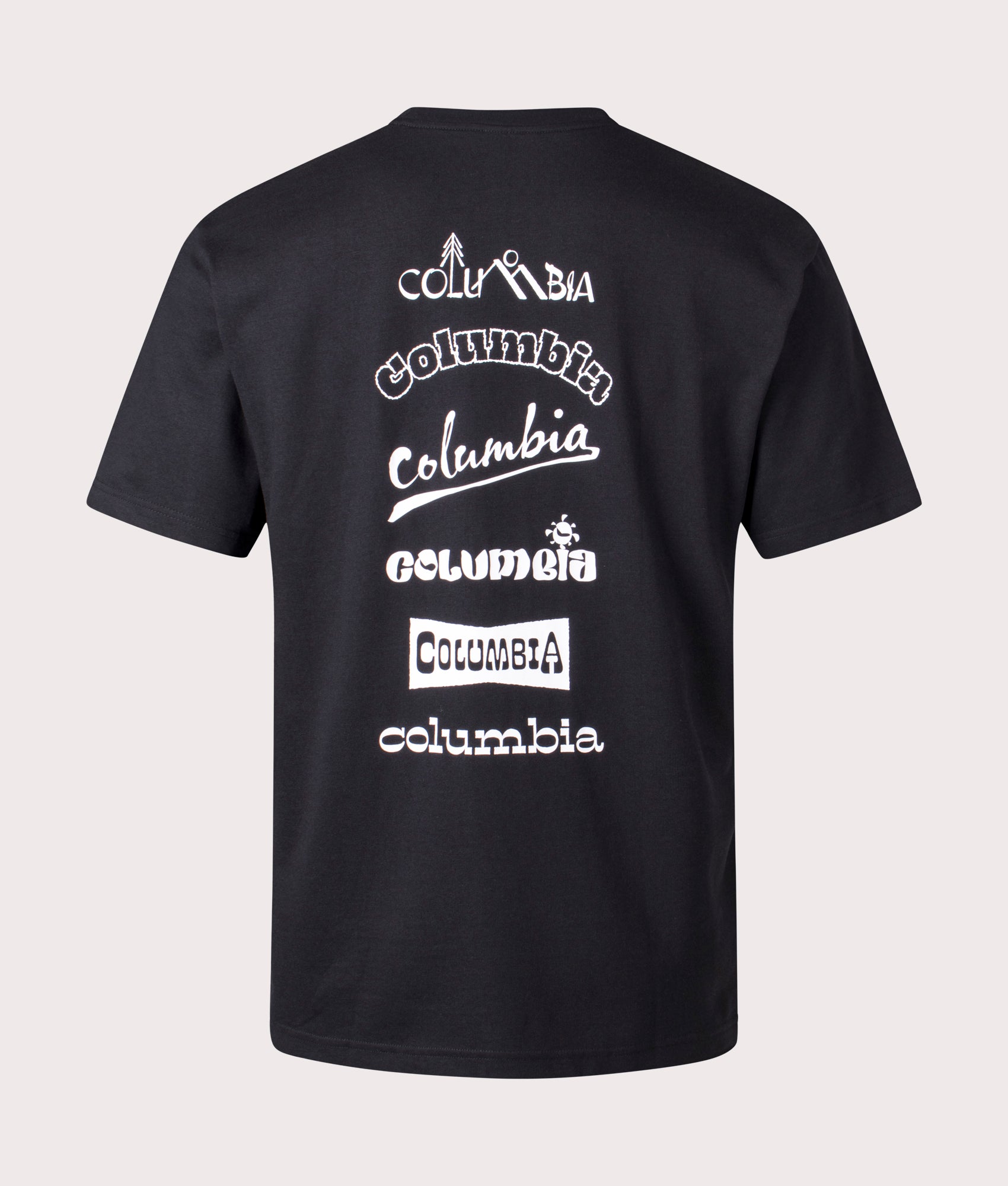 Columbia Burnt Lake Graphic T-Shirt in Black and Branded Jumble, 100% Cotton Back shot at EQVVS