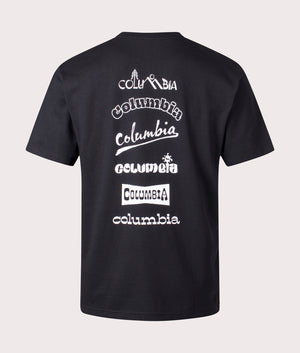 Columbia Burnt Lake Graphic T-Shirt in Black and Branded Jumble, 100% Cotton Back shot at EQVVS