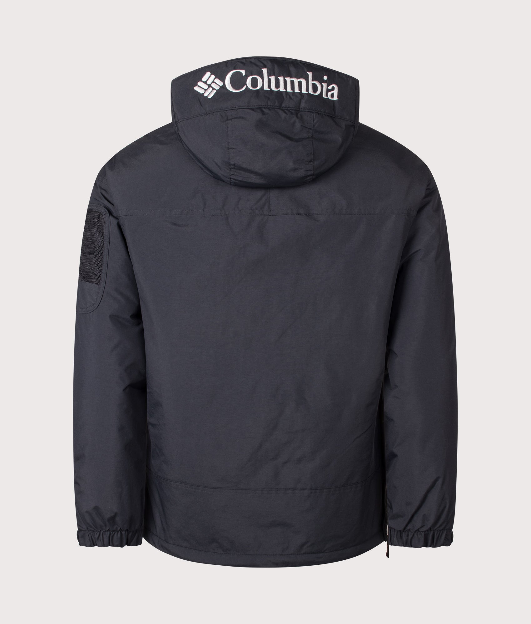 Columbia Challenger II Insulated Pullover Jacket in Black at EQVVS Menswear. Back shot.