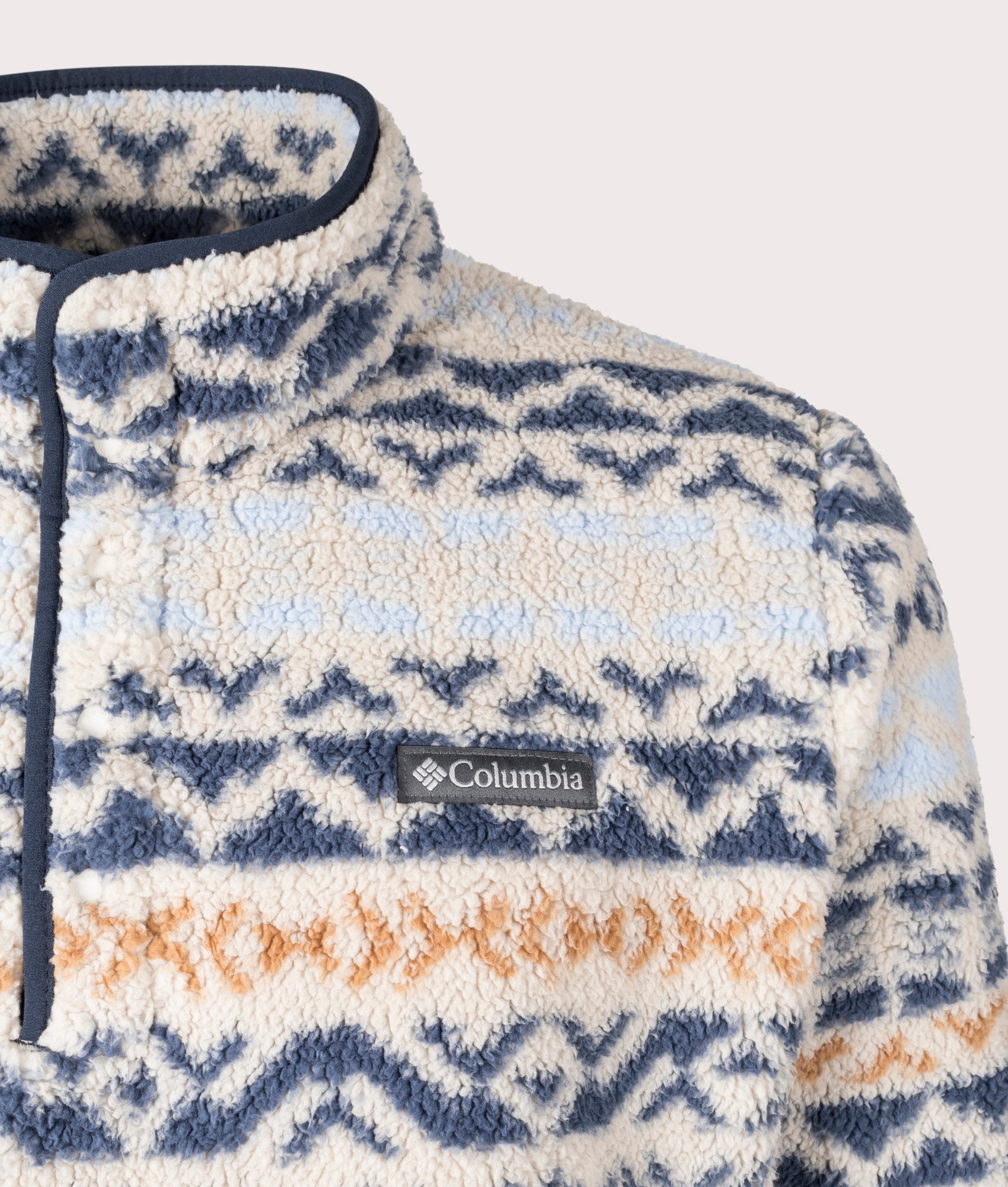 Rugged Ridge Half Snap Fleece in Dark Stone by Columbia. EQVVS Menswear Detail Shot. 