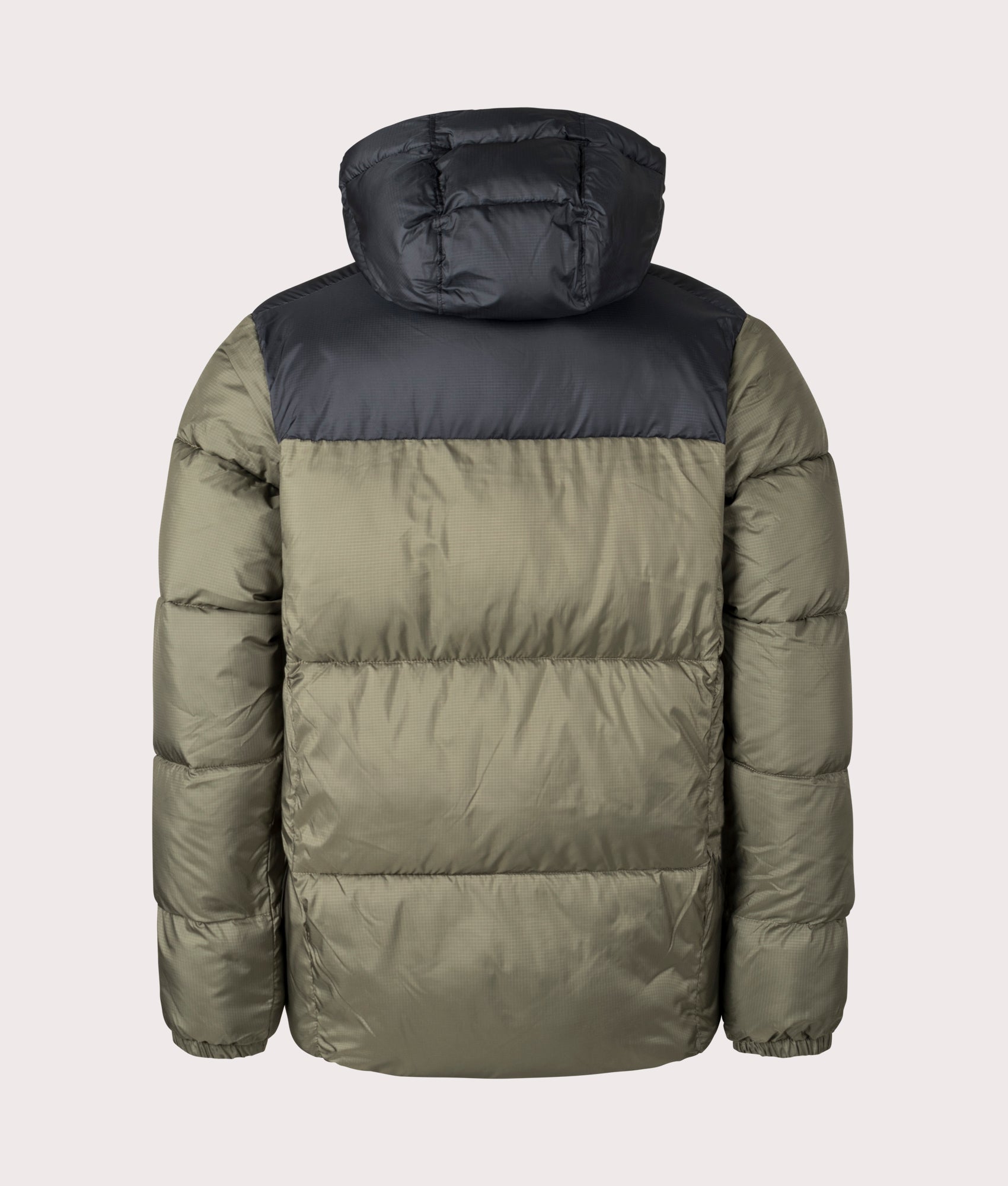 Columbia, Puffect II Hooded Jacket, stone green/black, EQVVS Menswear, back photo shot
