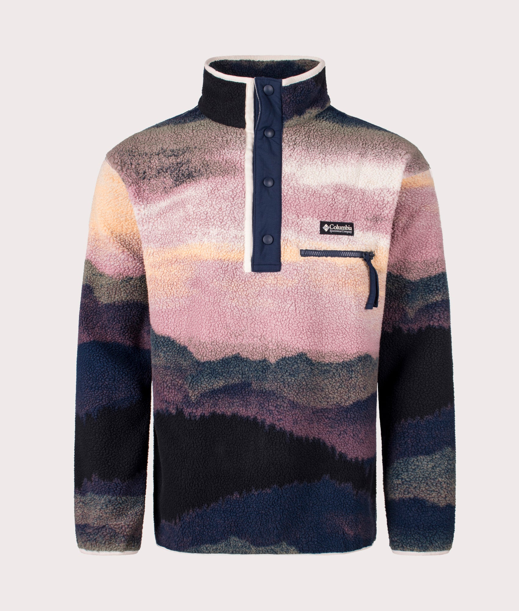 Columbia, Helvetia II Printed Half Snap Fleece, Collegiate Navy, EQVVS Menswear, front photo shot