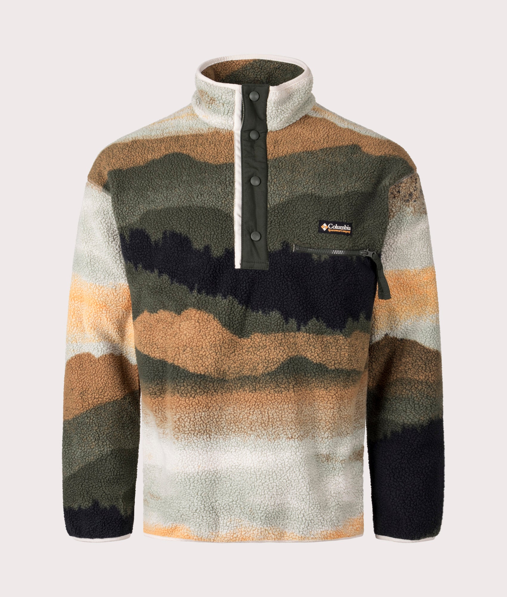 Columbia, Helvetia II Printed Half Snap Fleece, Greenscape Dolo, EQVVS Menswear, front photo shot