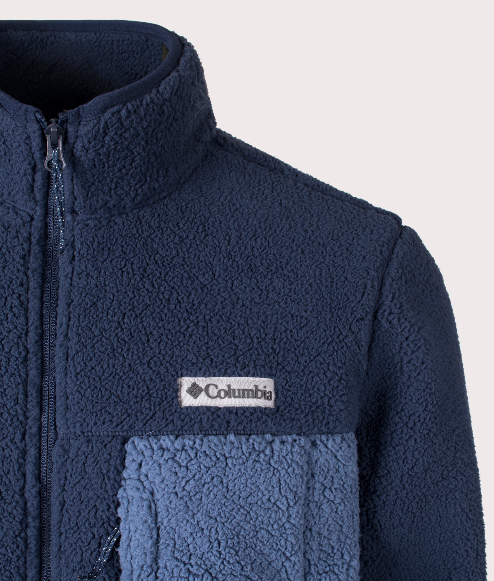 Columbia, Mountainside Heavyweight Fleece, Collegiate Navy, EQVVS Menswear, detailed photo shot