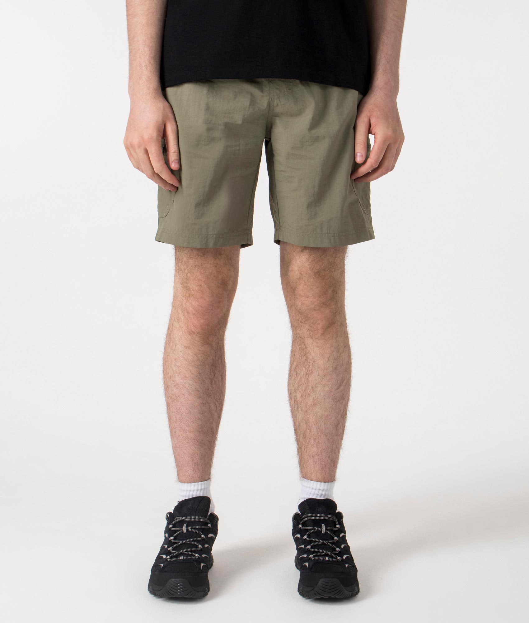 Columbia Mountaindale Cargo Shorts in Stone Green at EQVVS . Front Shot.