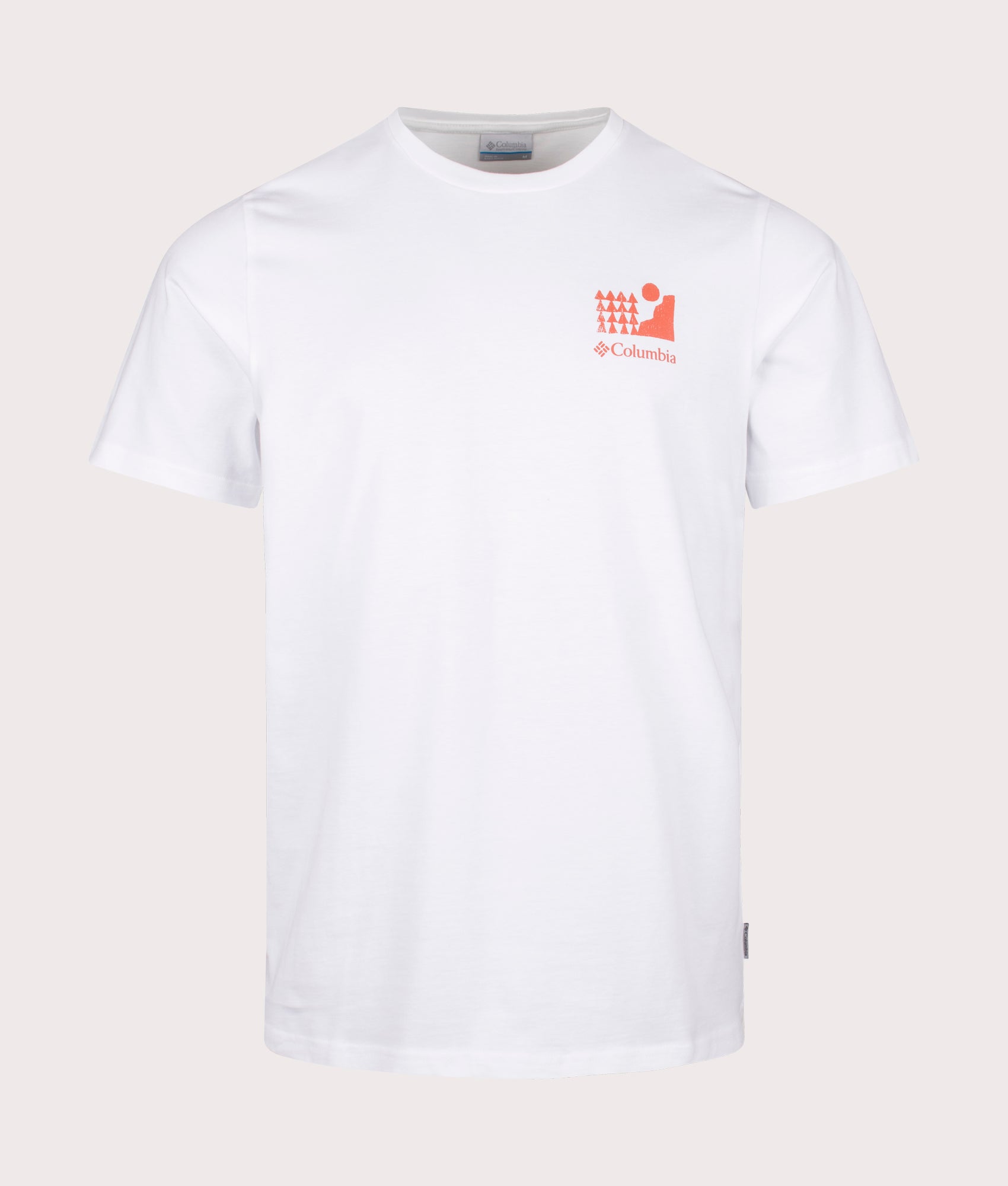 Columbia, Explorers Canyon Back T-Shirt, White/Explore Outdoors, Eqvvs Menswear, front shot angle