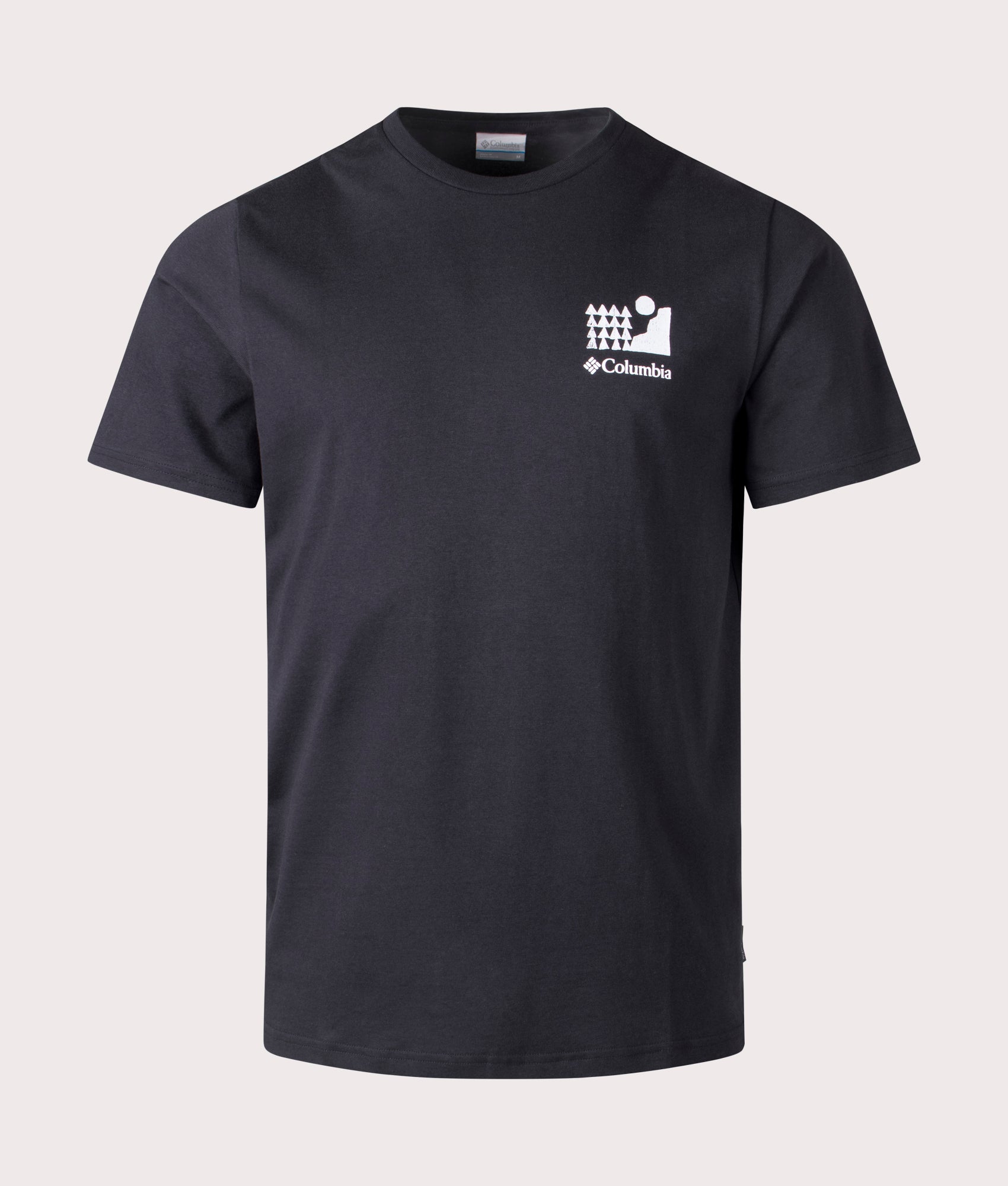 Columbia, Explorers Canyon Back T-Shirt, black/Explore Outdoors, Eqvvs Menswear, front shot angle