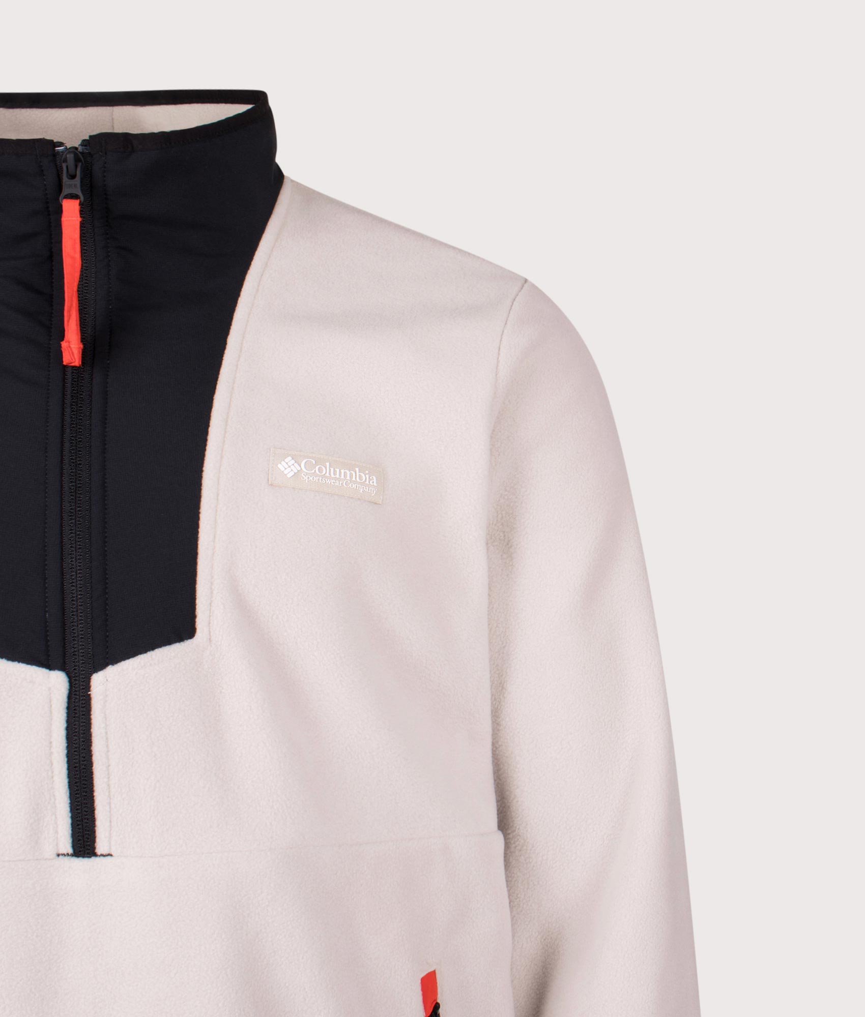Sequoia Grove Quarter Zip Sweatshirt in Dark Stone/Black | Columbia | Shot at EQVVS | Front detail shot 