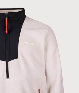 Sequoia Grove Quarter Zip Sweatshirt in Dark Stone/Black | Columbia | Shot at EQVVS | Front detail shot 