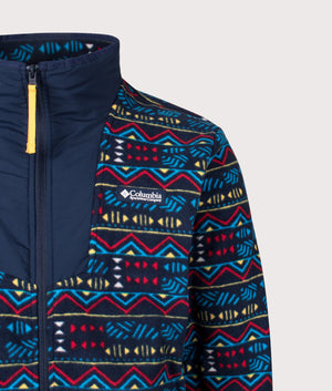 Sequoia Grove Printed Full Zip Sweatshirt in the Collegiate Navy Horizons | Columbia | Shot at EQVVS | Front detail shot 