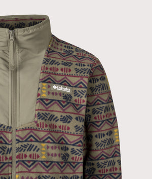 Sequoia Grove Printed Full Zip Sweatshirt in the Stone Green Horizons | Columbia | Shot at EQVVS | Front detail shot 