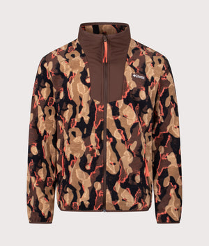 Sequoia Grove Printed Full Zip Sweatshirt in the Tobacco Treebark | Columbia | Shot at EQVVS | Front shot 