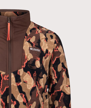 Sequoia Grove Printed Full Zip Sweatshirt in the Tobacco Treebark | Columbia | Shot at EQVVS | Front detail shot 