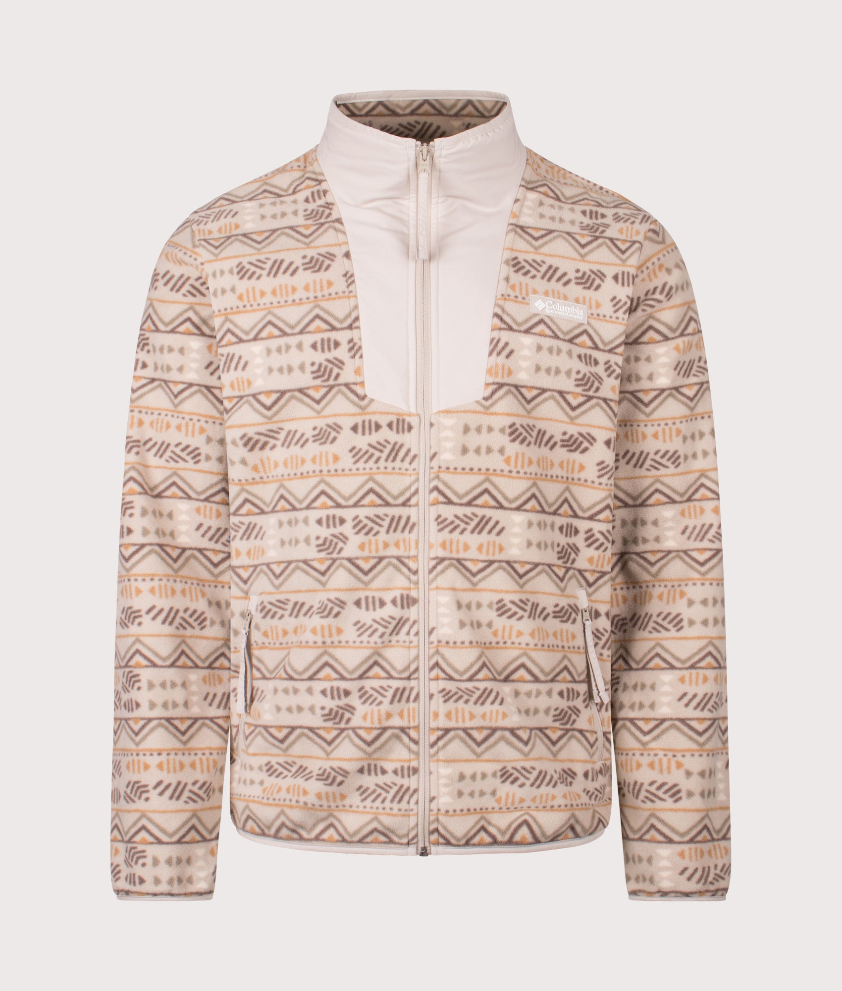 Sequoia Grove Printed Full Zip Sweatshirt in Dark Stone Horizons | Columbia | Shot at EQVVS | Front shot 