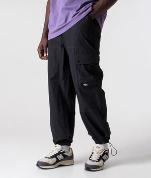 Relaxed-Fit-Jackson-Cargo-Pants-Black-Dickies-EQVVS model cuffed front angled image