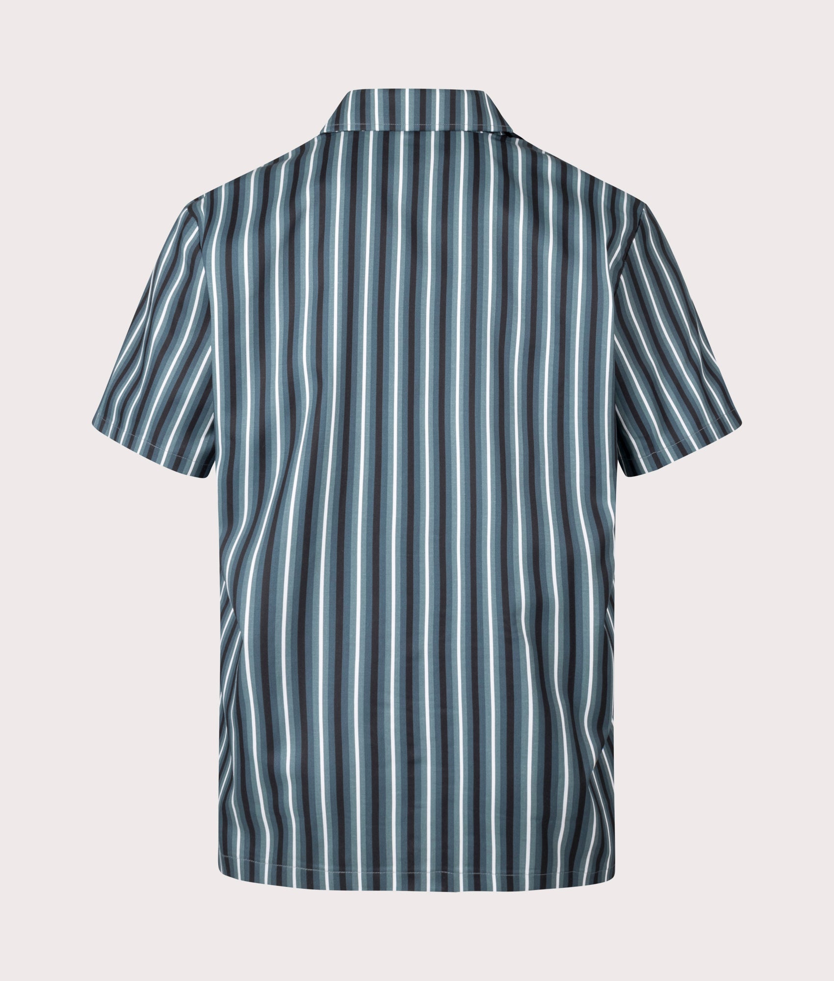 Dickies Multi Stripe Short Sleeve Work Shirt in Stormy Weather. Shot at EQVVS.  Back shot 