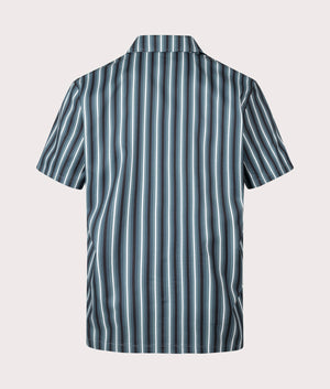 Dickies Multi Stripe Short Sleeve Work Shirt in Stormy Weather. Shot at EQVVS.  Back shot 