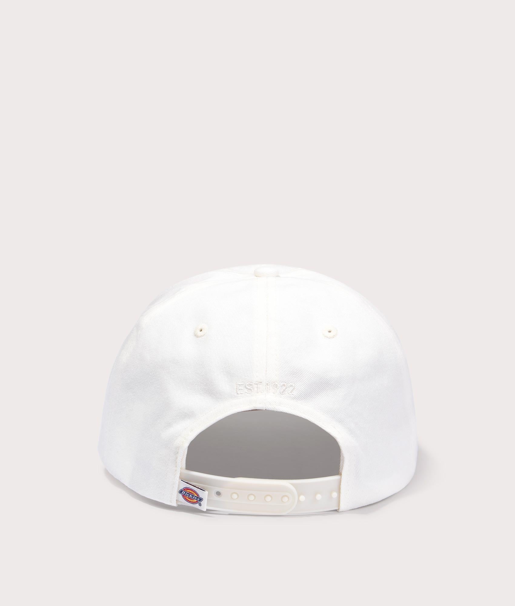 Dickies Hardwick Baseball Cap in Cloud. Back angle shot at EQVVS. 