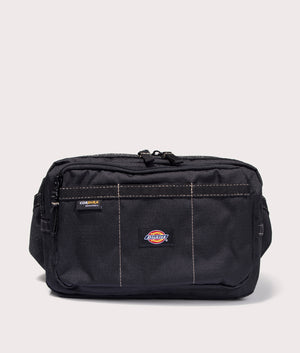 Dickies Ashville Cross Body Bag in Black. Front angle shot at EQVVS.