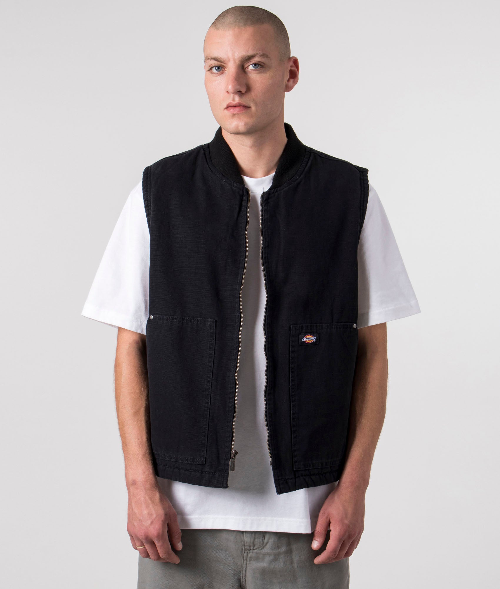 Relaxed Fit Dickies Duck Canvas Gilet in Stone Washed Black | Dickies ...