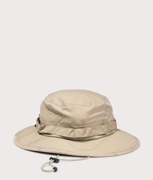 HUF Reservoir Boonie Bucket Hat in Biscuit Beige with White Logo, 100% Nylon Cord Shot at EQVVS